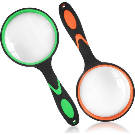 Set Mit 2 Leselupen (65 Mm), Hohe Bildschärfe, Geringes Gewicht, Bruchsicher, Rutschfester Griff. Geeignet Für Senioren, Kinder, Juweliere, Hobbybeobachter, Insektenbeobachter Und Zeitungsleser.