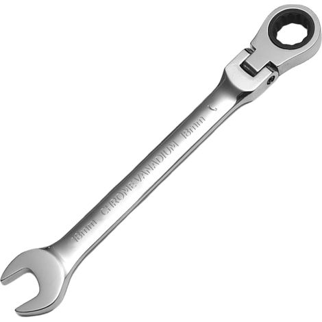 Flexibler Ratschenschlüssel, 18 Mm Schlüsselweite Aus Geschmiedetem Chrom-vanadium-stahl, 180° Verstellbar, Rutschfestes Handwerkzeug