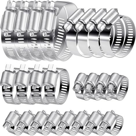 20-teiliges Schlauchschellen-set, 6 X 51 Mm Verstellbare Schlauchschellen, Schlauchschellen Aus Edelstahl 304 Für Gärten, Pools Und Wasserleitungen