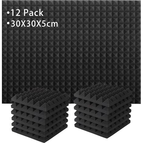 12er-pack Akustikschaumstoffplatten, Geräuschdämmender Schaumstoff, Schwer Entflammbar, Für Tonstudios, Büros, Tanzstudios, Podcasts, 30 X 30 X 5 Cm