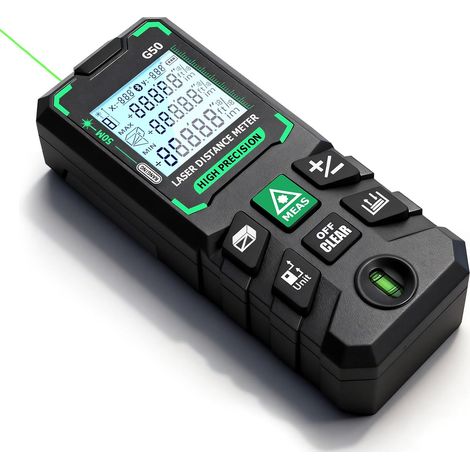 Tragbarer 50-meter-entfernungsmesser, Digitaler Entfernungsmesser Und Elektronische Wasserwaage Mit Lcd-hintergrundbeleuchtung, 30 Speicherplätzen, Schnellmessung, Längen-, Flächen-, Volumen- Und Pyth