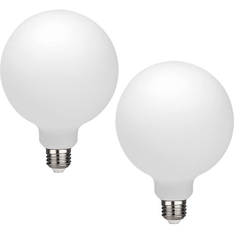 2er-pack G125 Led-globuslampe, Warmweiß (3000 K), Dimmbar, Entspricht 60-w-led-globuslampen (12 W), Farbwiedergabeindex (cri) 90+, Milchglas, Led-lampe Für Badezimmerspiegel, E27-fassung
