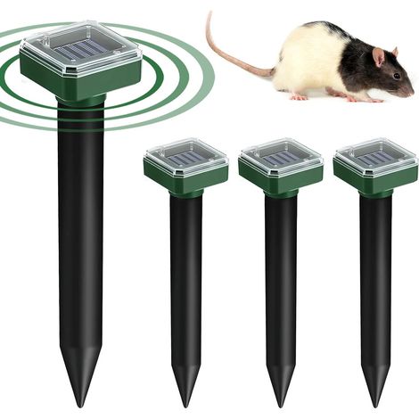 Set Mit 4 Solarbetriebenen Insektenabwehrgeräten, Ultraschall-abwehrgeräte Zur Abwehr Von Maulwürfen, Wühlmäusen Und Waffeln