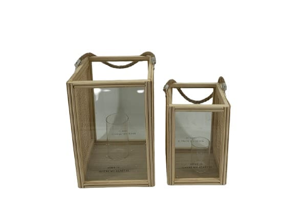 Trendline - Deko Laterne Holz 30 x 20,8 x 20,8 cm natur Dekofigur