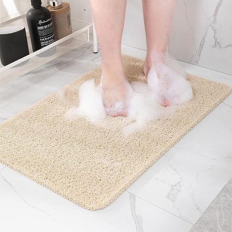 50 X 80 Cm Beige, Rutschfeste Duschmatte, Weiche Und Bequeme Sicherheitsbadematte Mit Abflusslöchern, Pvc-luffa-massage-duschmatte Für Nassbereiche, Schnelltrocknend