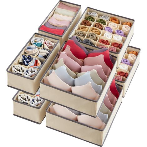 Set Mit 8 Wäscheschubladen-organizern, Faltbare Stoff-schubladenorganizer, Aufbewahrungsboxen Für Socken, Slips, Krawatten Und Khakihosen Im Kleiderschrank