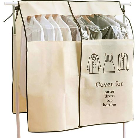 Schutzhülle Für Kleiderbügel 90 X 110 Cm Beige Staubschutzhülle Universelle Kleiderschutzhülle Geeignet Für Kleiderstangen