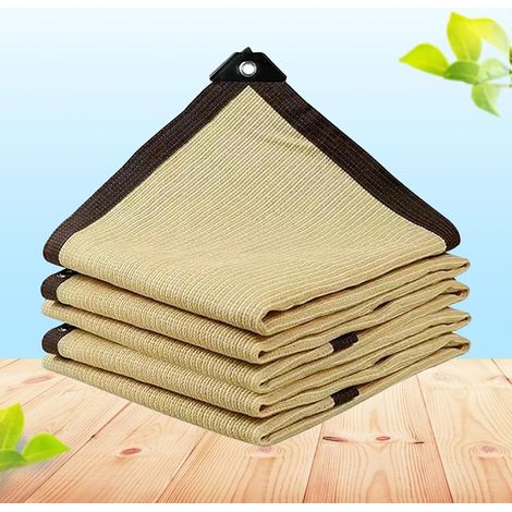 Rechteckiges Sonnensegel 6 X 4 M – Polyethylengewebe Hoher Dichte – 90 % Schattierungsgrad – Uv- Und Abriebfest – Beige