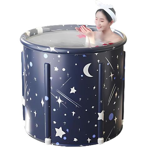 Faltbare Badewanne Für Erwachsene, Höhe 65 Cm, (blue Star) Tragbare Und Faltbare Badewanne Mit Schnellmontage Zum Duschen, Ideal Für Eis- Und Heißbäder