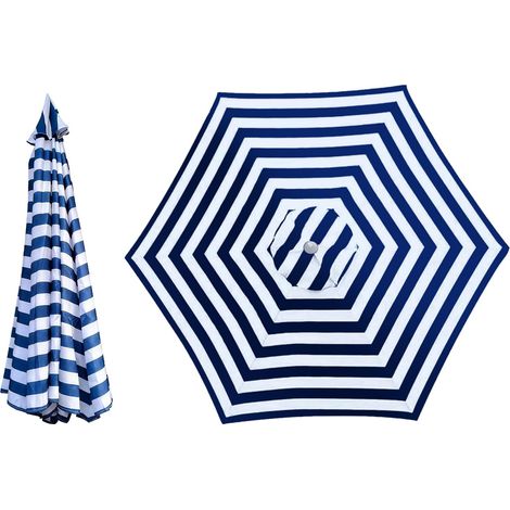 Ersatzbezug Für Strandsonnenschirme, 2 M, 2,7 M, 3 M, 6/8 Streben, Ohne Schirmständer, Ersatzdach Für Garten, Terrasse, Pool (blau Und Weiß, 2,7 M/6 Streben)