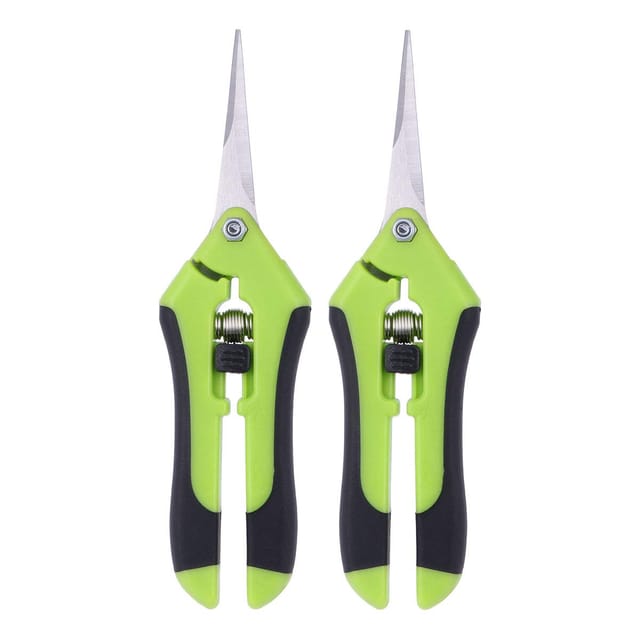 Aougo - Set mit 2 Gartenscheren, professionelle manuelle Gartenschere aus Edelstahl (grün)