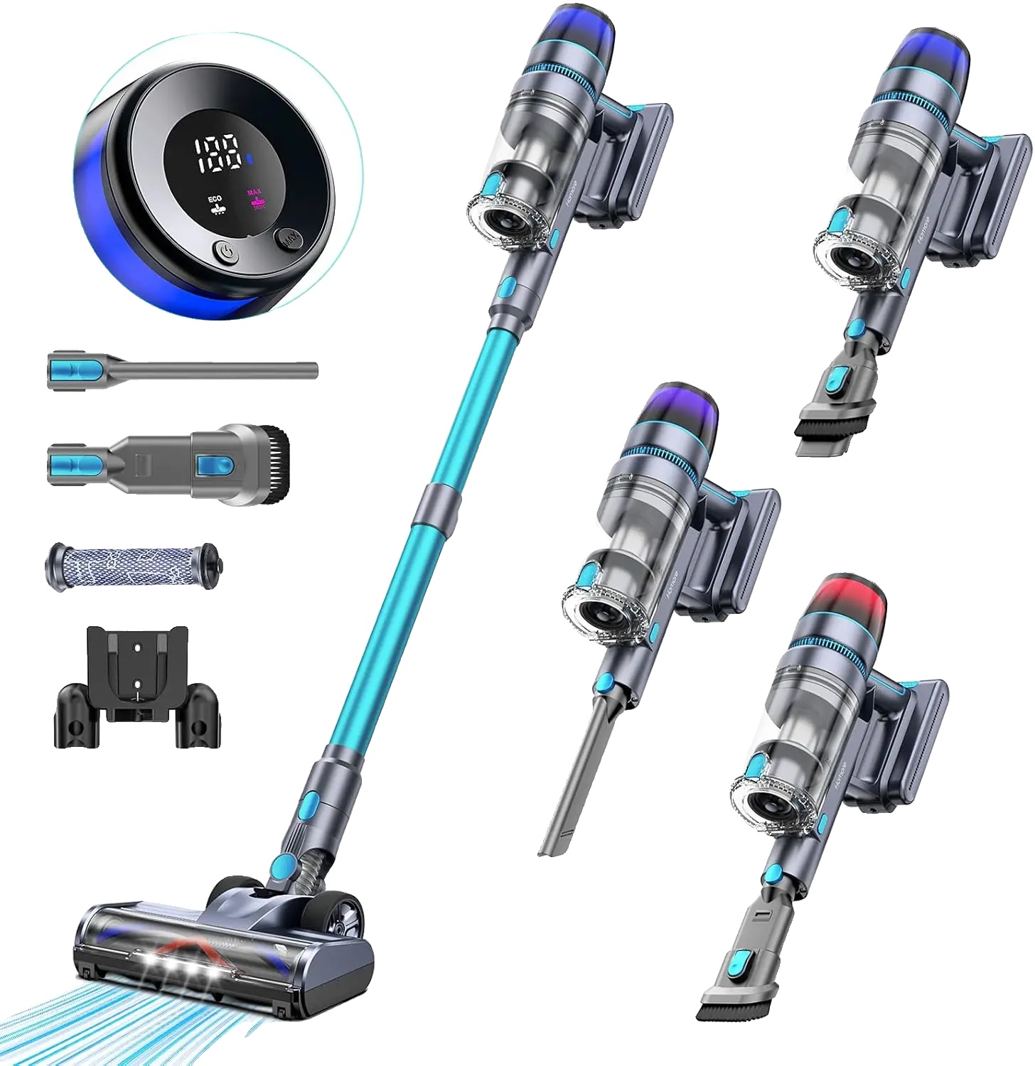 Akku-staubsauger, 600 W Saugleistung, Intelligentes Led-display