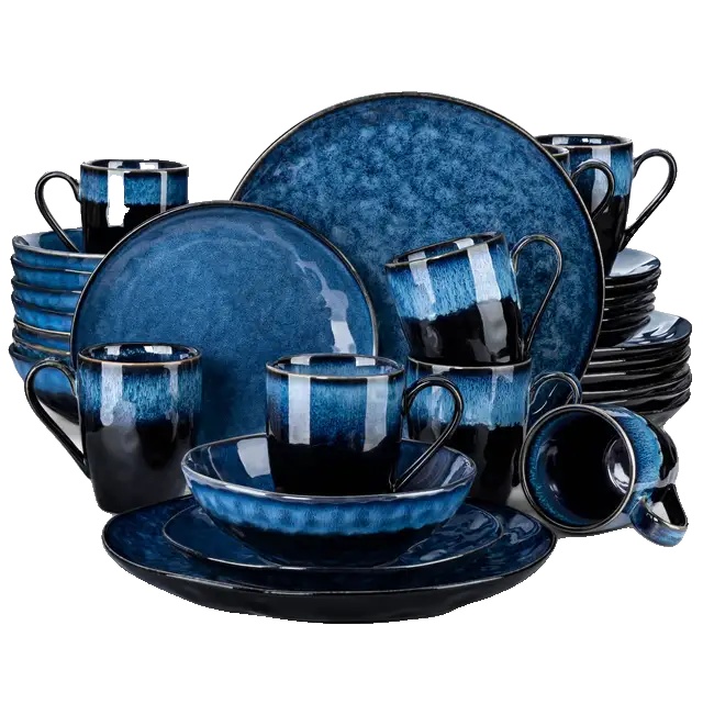 Geschirrset, Umweltfreundliches Material, Mikrowellengeeignet, 32-teilig
