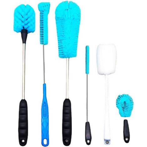 Set Mit 6 Multifunktionalen Reinigungsbürsten Für Flaschen Und Strohhalme. Für Flaschen, Becher Und Behälter Mit Schmalem Hals.
