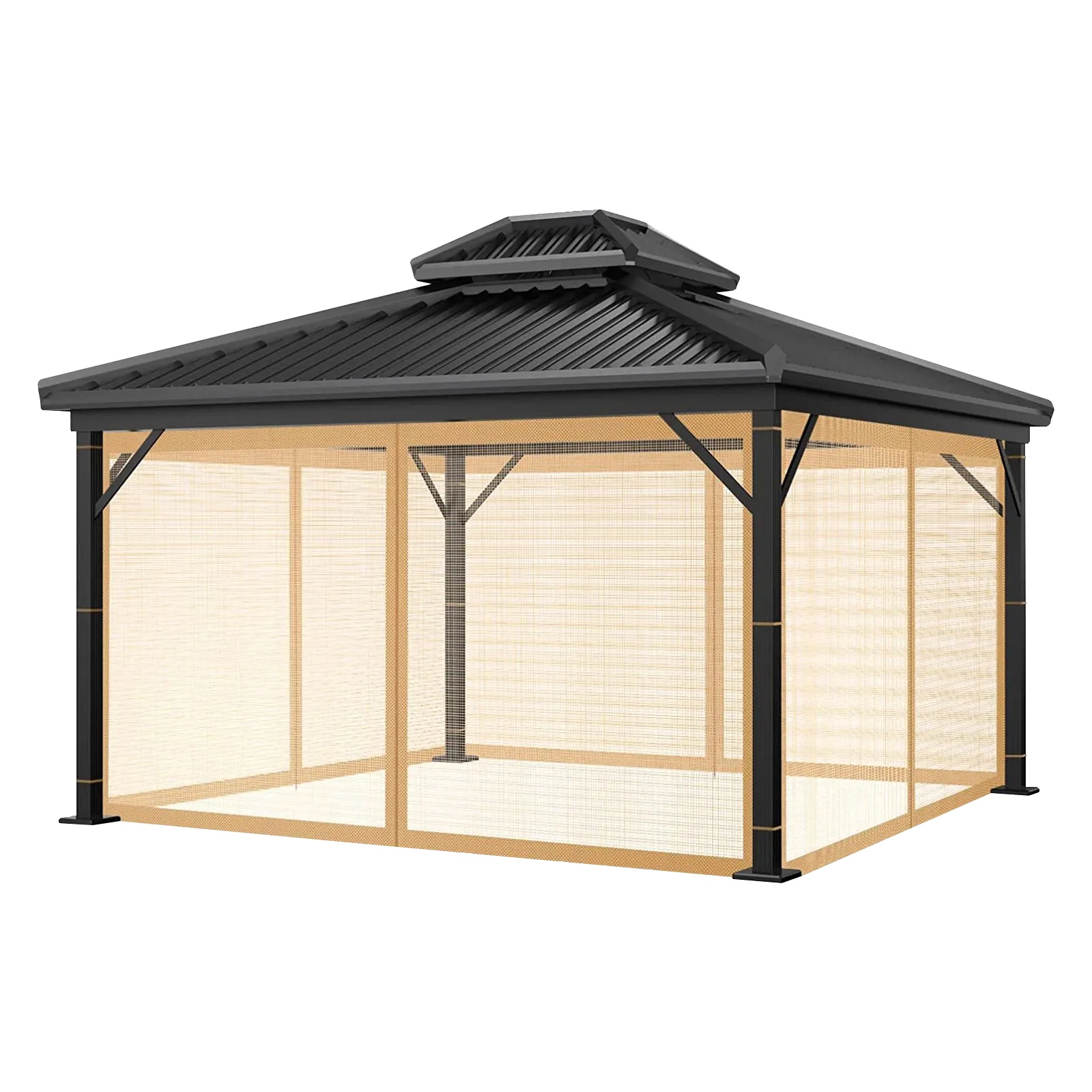 Moskitonetz Für Pavillons, Abnehmbare Paneele, Insektenschutz, Nur Braunes Netz – A, L360 X B360 X H230 Cm – A
