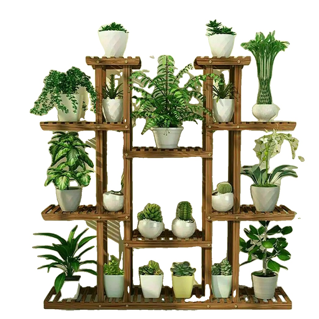 Mehrstufiger Pflanzenständer, 117 Cm Hoch, Blumenhalter Aus Holz