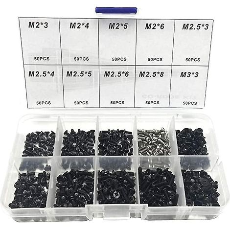 500-teiliges Laptop-schraubenset (m2, M2.5, M3), Universelles Schraubenset Zur Reparatur Von Computern Der Marken Ibm, Hp, Dell, Lenovo, Samsung, Sony, Asus Und Gateway.