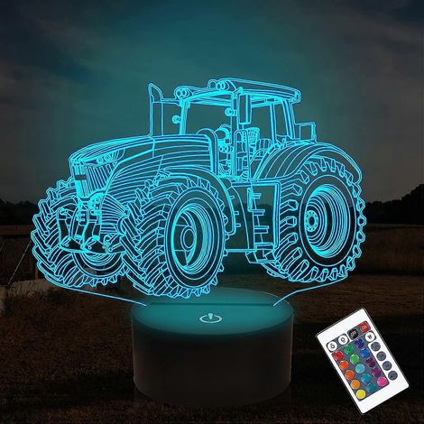 3d-traktor-illusions-nachtlicht, Einstellbare Holografische Beleuchtung Mit 16 Farben, Intelligenter Timer, Usb-aufladung, Tisch-, Schreibtisch- Oder Schlafzimmerdekoration, Kreativer Lkw