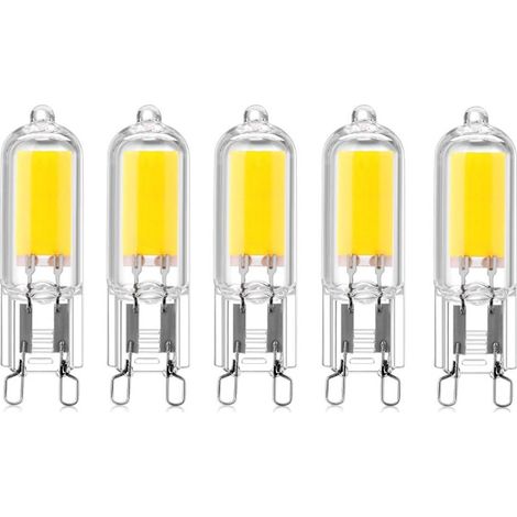Packung Mit 5 G9-sockel-cob-led-lampen, 2 W, 220 V, 200 Lumen, Entspricht Einer 10-20 W Halogenlampe, Für Kronleuchter, Tischlampen Oder Wandleuchten, Warmweiß 3000 K.