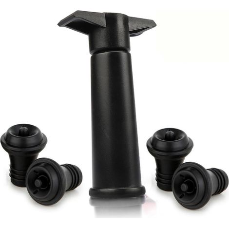 Schwarze Vacu Vin-pumpe Mit Wine Saver-verschlüssen – Bewahrt Die Frische Des Weins