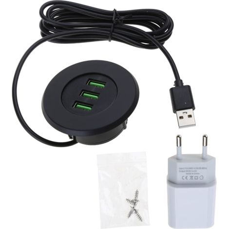 3-port-usb-tischladegerät. Die Tischladestation Wird Mit Adapter Und 1,5 M Langem Netzkabel An Einer 50-mm-durchgangsbohrung (2 Zoll) Befestigt.