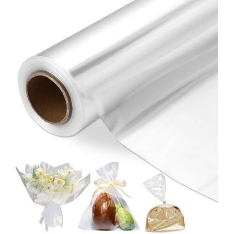 Transparente Geschenkpapierrolle 80 Cm X 20 M - Zellophanverpackung 4,7 Mil Für Süßigkeiten, Geschenke, Blumen (faltbar Auf 43 Cm)