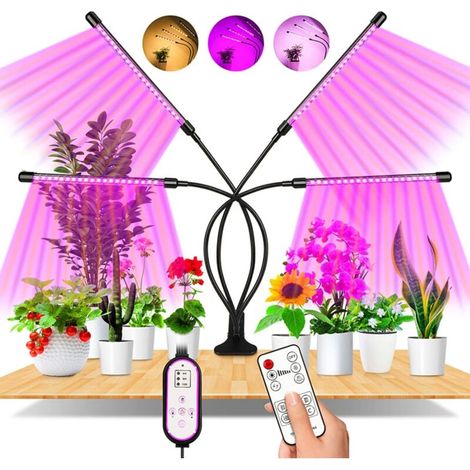 Litzee – 80-watt-vollspektrum-led-pflanzenlampe – 4 Leuchtenköpfe Mit Automatischer Zeitschaltuhr – Einstellbare Pflanzenbeleuchtung – Optimale Ausleuchtung – 4 Stunden Abschaltautomatik