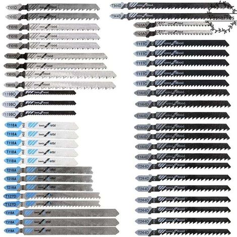 Set Mit 48 T-schaft-stichsägeblättern – Hcs/hss Für Präzise Schnitte In Holz, Kunststoff Und Metall – Inklusive Aufbewahrungskoffer – 48 Stück