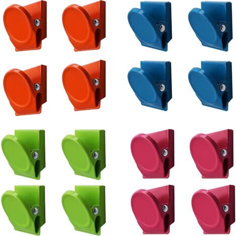 Set Mit 16 Magnetischen Metallclips – Rostfreie Magnete Für Kühlschrank Und Whiteboard – 4 Verschiedene Farben Für Büro Und Schule