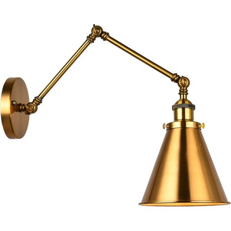Industrielle Wandleuchte Aus Messing Mit Konischem Schirm Und Verstellbarem Arm, Ideal Für Eine Bar Oder Ein Badezimmer.