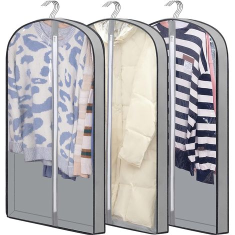100 Cm Lange Kleidersäcke Zum Aufhängen, Wasserdichte Kleiderhüllen, Kunststoffschutzhüllen Für Jacken, Mäntel, Pullover, Hemden (3er-set)