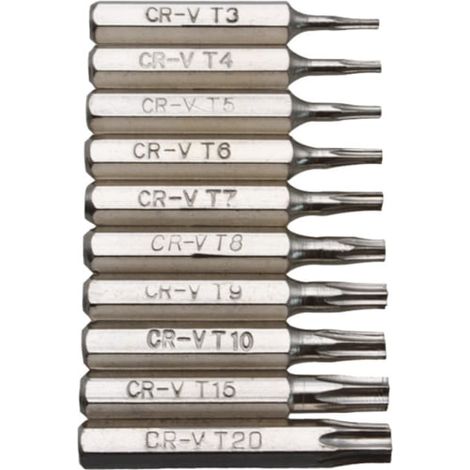 Set Mit 10 Torx Cr-v T3 T4 T5 T6 T7 T8 T9 T10 T15 T20 Meißelbits Für Mobiltelefone