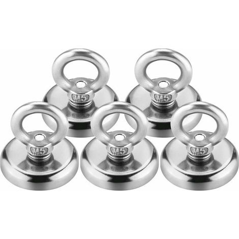 Set Mit 5 Angelmagneten (je 100 Lb Tragkraft) – Superstarker Neodym-magnet – Korrosionsschutzbeschichtung – Für Unterwasserbergung