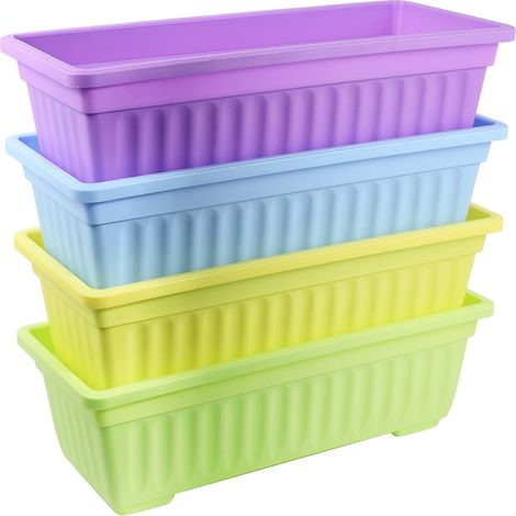 Set Mit 4 Kunststoff-pflanzgefäßen, 43 Cm (17 Zoll), Für Fensterbänke, Terrassen, Gärten Und Als Innendekoration