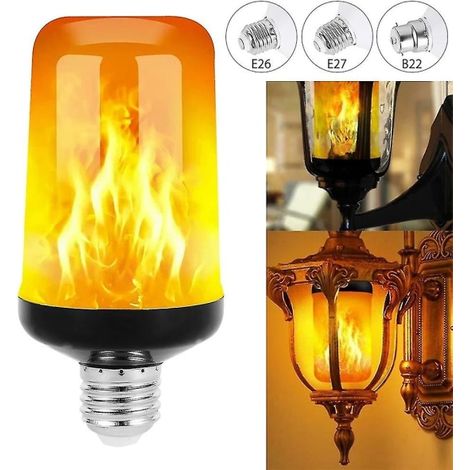 2er-pack 5w Led-glühbirnen Mit Flammeneffekt, Halloween-dekorationslampe (e27-sockel, Gelbe Flamme)