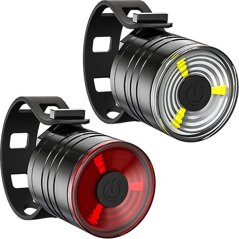 Set Mit 2 Fahrradlampen: Wasserdichter Vorder- Und Rückscheinwerfer, Lenkerlicht, Helles Licht L