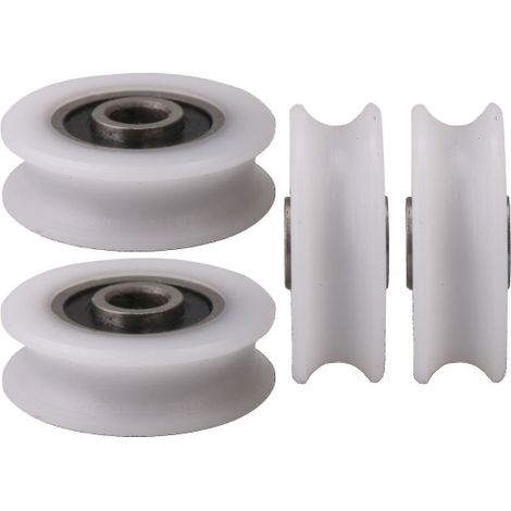 Weiße U-förmige Nylonrollen, 4 X 20 X 6,5–7,4 Mm Innendurchmesser, Für Schiebetüren