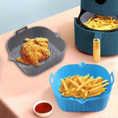 Extra Große, Quadratische Silikon-kochmatten (25 Cm X 25 Cm) Für Heißluftfritteusen, 2 Stück, Antihaftbeschichtet, Wiederverwendbar Und Lebensmittelecht.