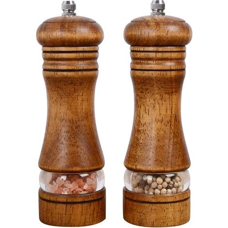 Manuelle Pfeffer- Und Salzmühle, Verstellbare Pfeffermühle Aus Holz, Gewürzstreuer Für Den Professionellen Und Privaten Gebrauch, Set Mit 2 Gewürzmühlen