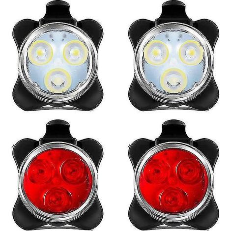 Xixi 4er-pack Usb-wiederaufladbare Led-fahrradlichter (vorder- Und Rücklicht)