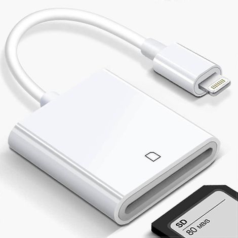Lightning-auf-sd-kartenadapter Für Apple-kameras, Kompatibel Mit Iphone, Ipad, Wildkameras Und Iphone Mini. Keine App Erforderlich: Einfach Anschließen Und Loslegen.