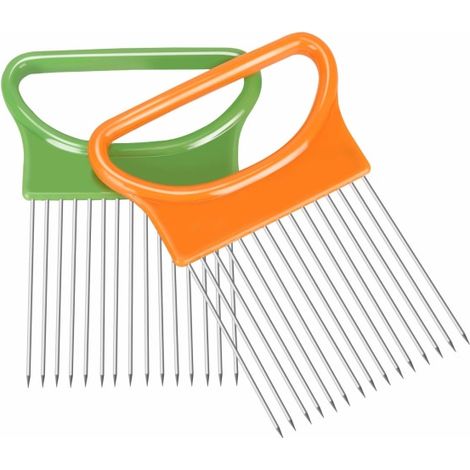 Zwiebelhalter Zum Schneiden, Schneidestäbe Aus Edelstahl Für Die Küche, Fach Für Zitrone Und Gurke, Fleischklopfer, Grün Und Orange (orange)