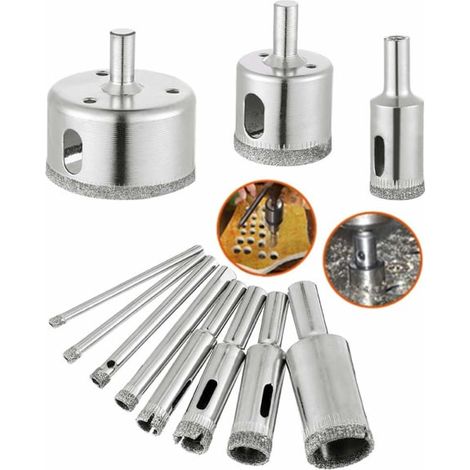 Set Mit 10 Diamantbohrern Zum Verlegen Von Glas- Und Keramikfliesen