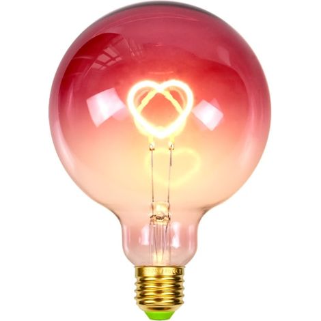 Große, Rosafarbene Edison G125 Led-glühbirne Mit Herzförmigem Kabel