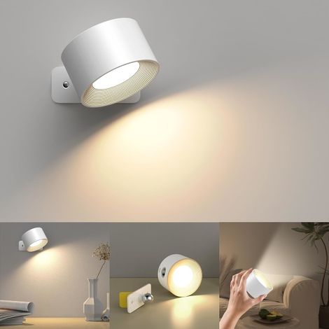 Wandleuchte Für Den Innenbereich, Usb-wiederaufladbare Wandleuchte, 3 Farben Und 3 Helligkeitsstufen, Led, 360°-drehung, Touch-steuerung, Kabellos.