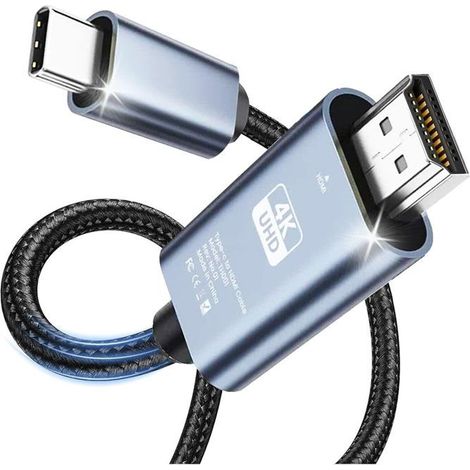 Usb-c-auf-hdmi-kabel 4k 60hz Typ-c (thunderbolt 3) Auf Hdmi-kabel Für Surface, Macbook, Imac, Ipad, Dell, Hp, Lenovo, Galaxy, Huawei – 2 M