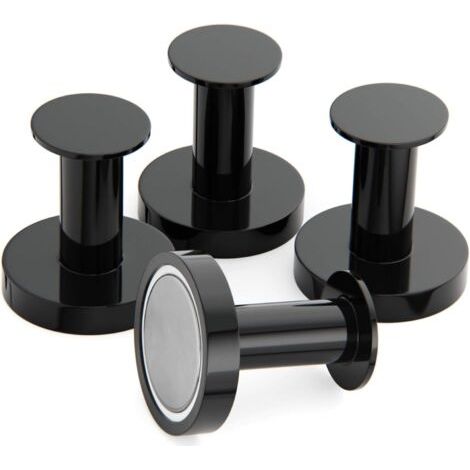 Magnetische Garderobe Mit 4 Schwarzen Wandhaken – Maximale Traglast 30 Kg – Neodym-metallmagnete Zur Befestigung An Türen Und Kühlschränken