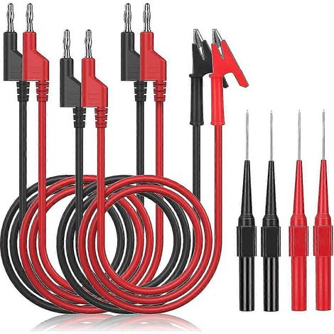 Multimeter-messleitung Mit Bananenstecker Und Krokodilklemme, 4 Messstifte