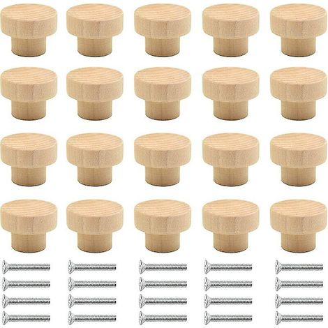 Set Mit 20 Runden Möbelknöpfen Aus Naturholz – Für Schränke, Schubladen Und Kommoden