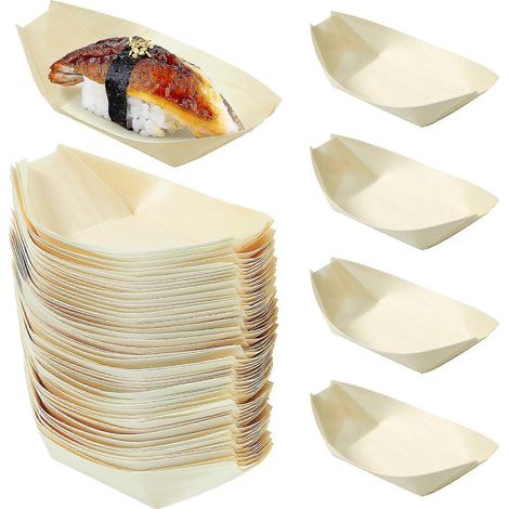 100 Einweg-sushi-tabletts Aus Naturholz Für Zuhause Und Restaurants